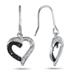 1/5 Carat Black and White Diamond Drop Heart Earrings in .925 Sterling Silver 