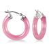 Natural Pink Jade Hoop Earrings in .925 Sterling Silver