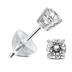 .25CTW Round Diamond Solitaire Stud Earrings In 14k White Gold with Silicon Backs
