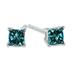 1/2 Carat Princess Cut Blue Diamond Solitaire Earrings in 10K White Gold