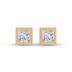 Lab Grown 1/2 Carat Princess Cut Bezel Set Solitaire Diamond Earrings in 14K Yellow Gold