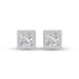 Lab Grown 1 Carat Princess Cut Bezel Set Solitaire Diamond Earrings in 14K White Gold