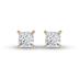 Lab Grown 1 Carat Princess Cut Solitaire Diamond Earrings in 14K Yellow Gold