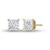 Lab Grown 1 Carat Princess Cut Solitaire Diamond Earrings in 14K Yellow Gold