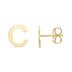 14K Solid Yellow Gold Initial C Stud Earrings