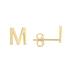 14K Solid Yellow Gold Initial M Stud Earrings