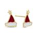 14K Solid Yellow Gold Santa Hat Stud Earrings