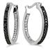 1/3 CTW Genuine Black and White Diamond Hoop Earrings in .925 Sterling Silver