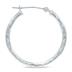14K White Gold Shiny Diamond Cut Engraved Hoop Earrings (25mm)