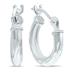 10K White Gold Shiny Diamond Cut Engraved Hoop Earrings (12mm)