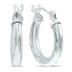10K White Gold Shiny Diamond Cut Engraved Hoop Earrings (14mm)