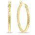 10K Yellow Gold Shiny Diamond Cut Engraved Hoop Earrings (25mm)