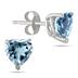 All-Natural Genuine 5mm Heart Shape Aquamarine Earrings in .925 Sterling Silver