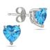 5MM All Natural Heart Blue Topaz Stud Earrings in .925 Sterling Silver