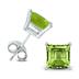 14K White Gold 6MM Square Peridot Earrings