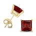 14K Yellow Gold 7MM Square Garnet Earrings