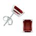 14K White Gold 6x4MM Emerald Shaped Garnet Earrings