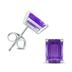 14K White Gold 7x5MM Emerald Shaped Amethyst Earrings
