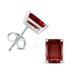 14K White Gold 7x5MM Emerald Shaped Garnet Earrings