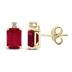 14K Yellow Gold 6x4MM Emerald Shaped Ruby and Diamond Earrings