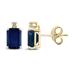 14K Yellow Gold 6x4MM Emerald Shaped Sapphire and Diamond Earrings
