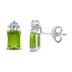 14K White Gold 7x5MM Emerald Shaped Peridot and Three Stone Diamond Earrings