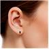 14K Yellow Gold 7x5MM Emerald Shaped Garnet and Three Stone Diamond Earrings