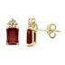 14K Yellow Gold 8x6MM Emerald Shaped Garnet and Three Stone Diamond Earrings