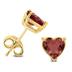 14K Yellow Gold 7MM Heart Garnet Earrings
