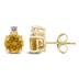 14K Yellow Gold 6MM Round Citrine and Diamond Earrings