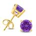 14K Yellow Gold 6MM Round Amethyst Earrings