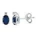 14K White Gold 6x4MM Oval Sapphire and Diamond Earrings