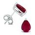 14K White Gold 6x4MM Pear Ruby Earrings