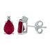14K White Gold 5x3MM Pear Ruby and Diamond Earrings