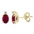 14K Yellow Gold 6x4MM Oval Ruby and Diamond Earrings