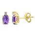 14K Yellow Gold 8x6MM Oval Amethyst and Diamond Earrings