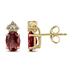 14K Yellow Gold 8x6MM Oval Garnet and Three Stone Diamond Earrings