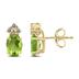 14K Yellow Gold 8x6MM Oval Peridot and Three Stone Diamond Earrings