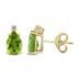 14K Yellow Gold 7x5MM Pear Peridot and Diamond Earrings