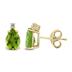 14K Yellow Gold 8x6MM Pear Peridot and Diamond Earrings