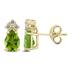 14K Yellow Gold 7x5MM Pear Peridot and Three Stone Diamond Earrings