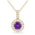 1/2 Carat TW Halo Amethyst And Diamond Pendant in 10K Yellow Gold 