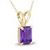 14K Yellow Gold 6x4MM Emerald Shaped Amethyst Pendant