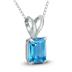 14K White Gold 7x5MM Emerald Shaped Blue Topaz Pendant
