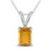 14K White Gold 7x5MM Emerald Shaped Citrine Pendant