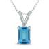 14K White Gold 8x6MM Emerald Shaped Blue Topaz Pendant