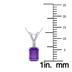 14K White Gold 6x4MM Emerald Shaped Amethyst and Diamond Pendant