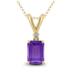 14K Yellow Gold 6x4MM Emerald Shaped Amethyst and Diamond Pendant