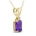 14K Yellow Gold 6x4MM Emerald Shaped Amethyst and Diamond Pendant