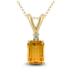 14K Yellow Gold 8x6MM Emerald Shaped Citrine and Diamond Pendant